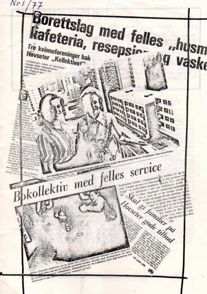 Forsiden på Kollektivets avis nr. 1 i 1977